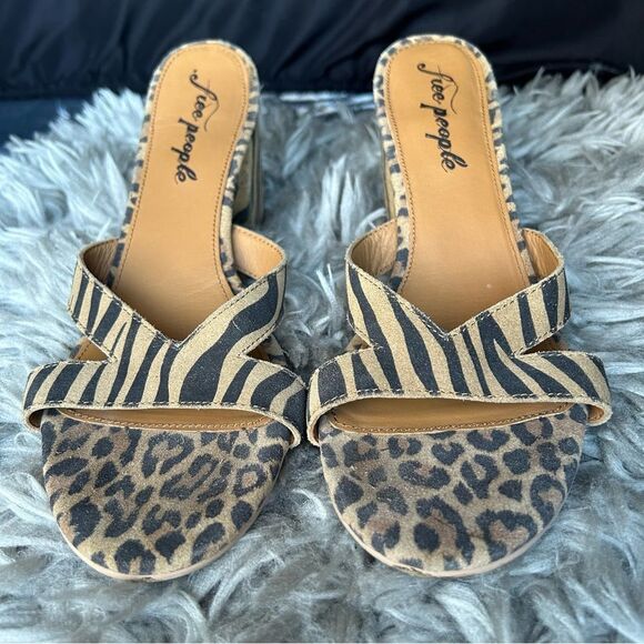 Free People Charlie-V animal print block heel sandal women’s shoe size 10 - Picture 5 of 10